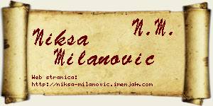 Nikša Milanović vizit kartica